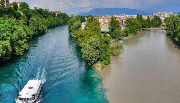 Confluence of Rhone and Arve Rivers